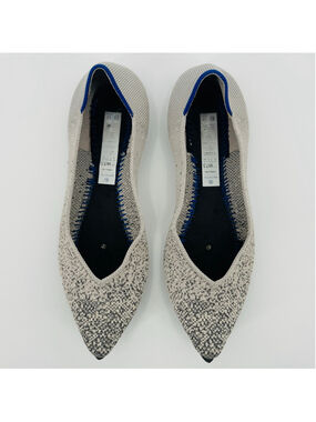 Rothy's The Point Flats Silver Gray Metallic Pearl Knit Size 7.5